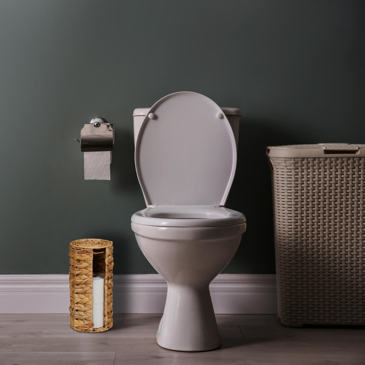 TOILETTENPAPIER-AUFBEWAHRUNG - Hellbraun, Textil/Metall (18/34/18cm) - Relaxdays