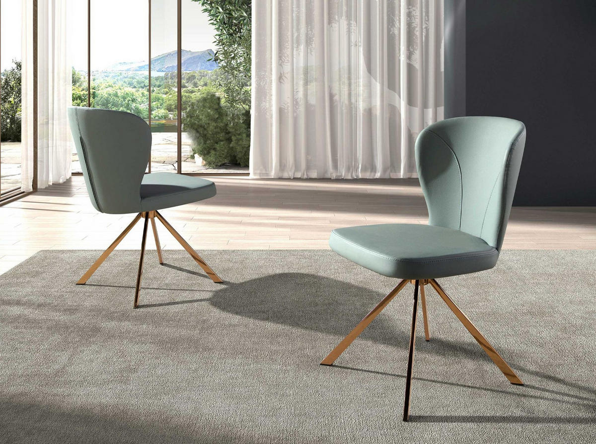 STUHL Hellgrüner Kunstleder-Drehstuhl 49/63/83 cm - Pink/Goldfarben, Leder/Metall (49/83/63cm) - ANGEL CERDA