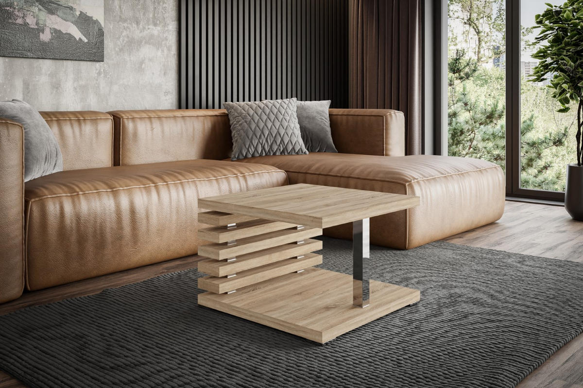 KAFFEETISCH 60x60x44 cm - Sonoma Eiche - YOTO +2 - Erlefarben, Holzwerkstoff (60/60/44cm) - ALTDECOR