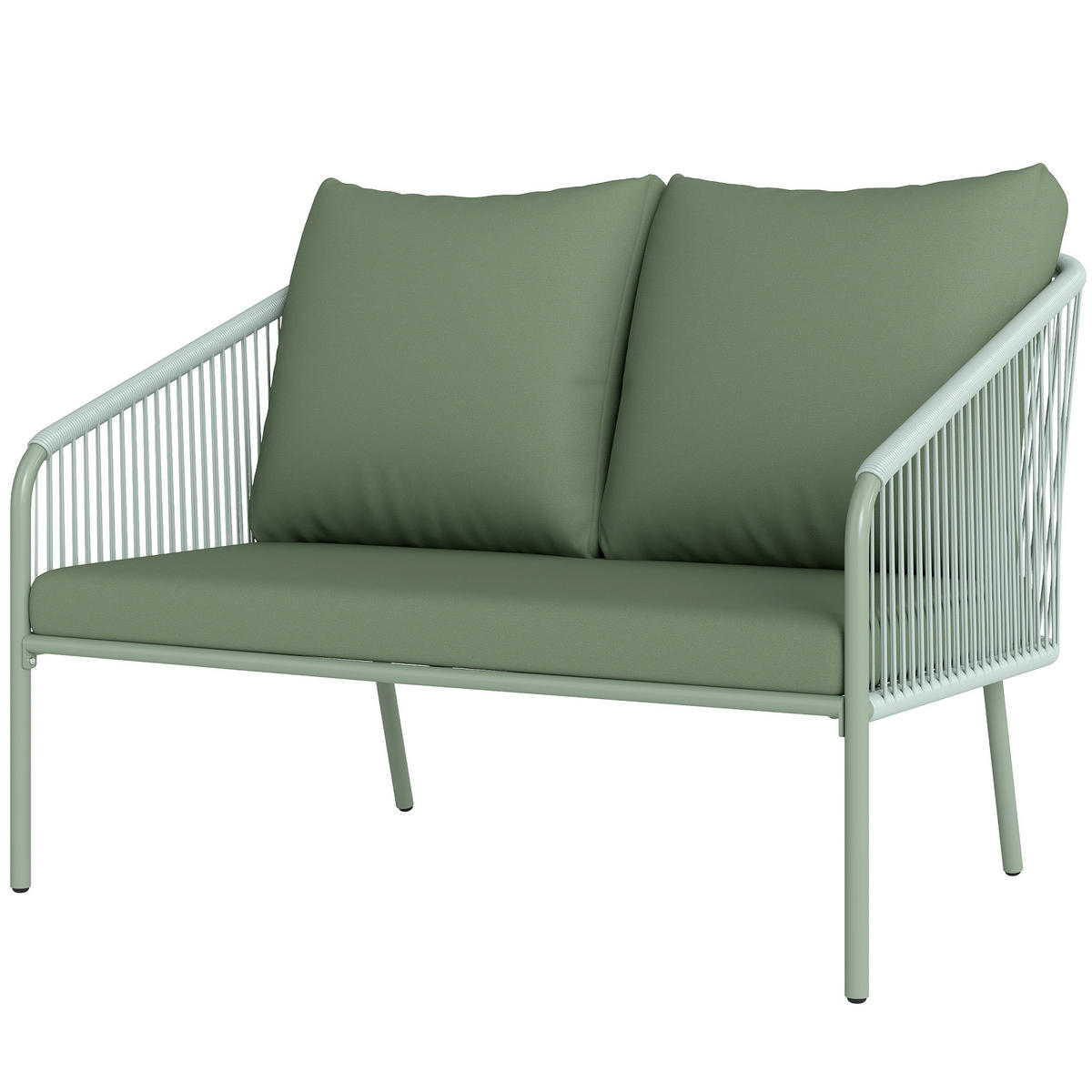GARTENBANK DE-13502 2-Sitzer mit Geflecht, Stahlrahmen Grün - Grün, Metall (112/76/72cm) - ComfortXL