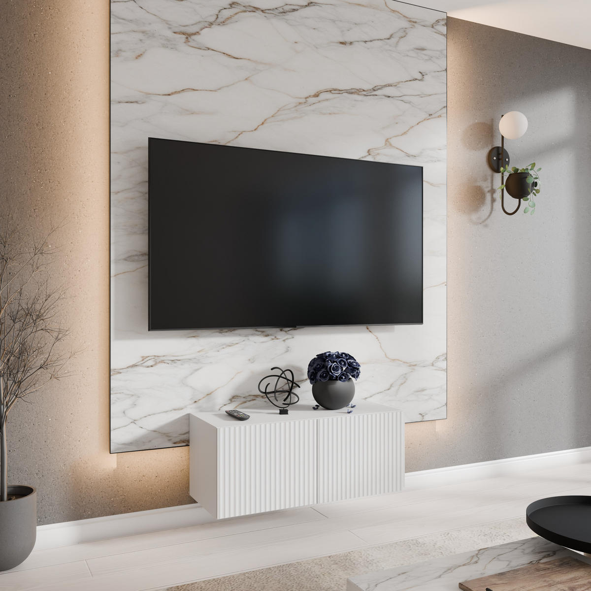 TV-SCHRANK Noe 100 cm, zweitürig, weiß - Weiß, Kunststoff (100/40/41cm) - Margaret Hadas24