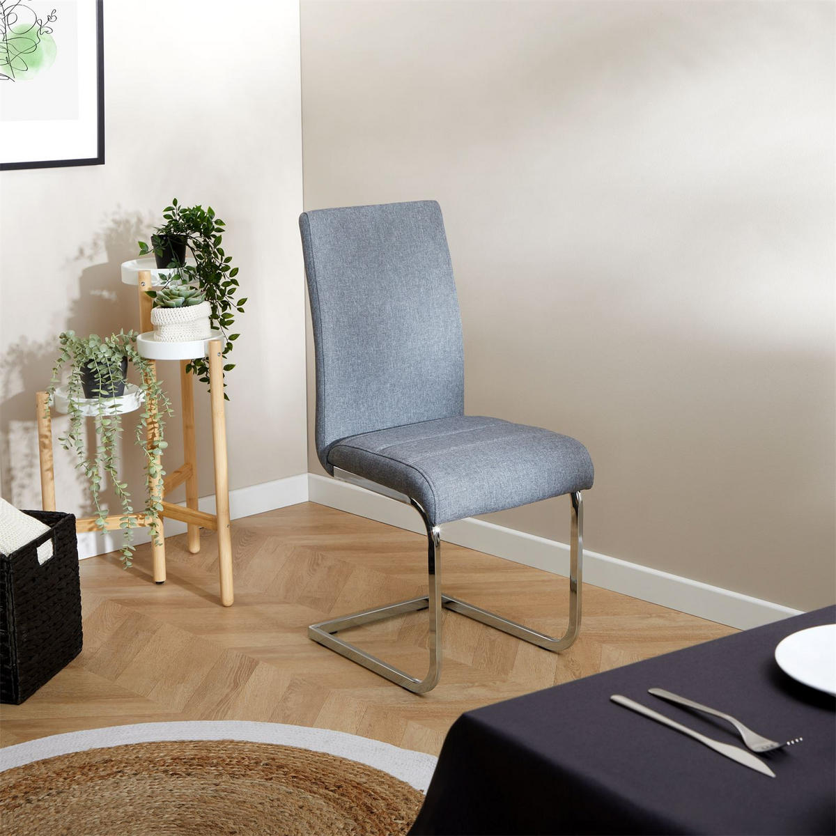 SCHWINGSTUHL LETICIA 4ER-SET - Grau, Textil (42/96/57cm) - IDIMEX