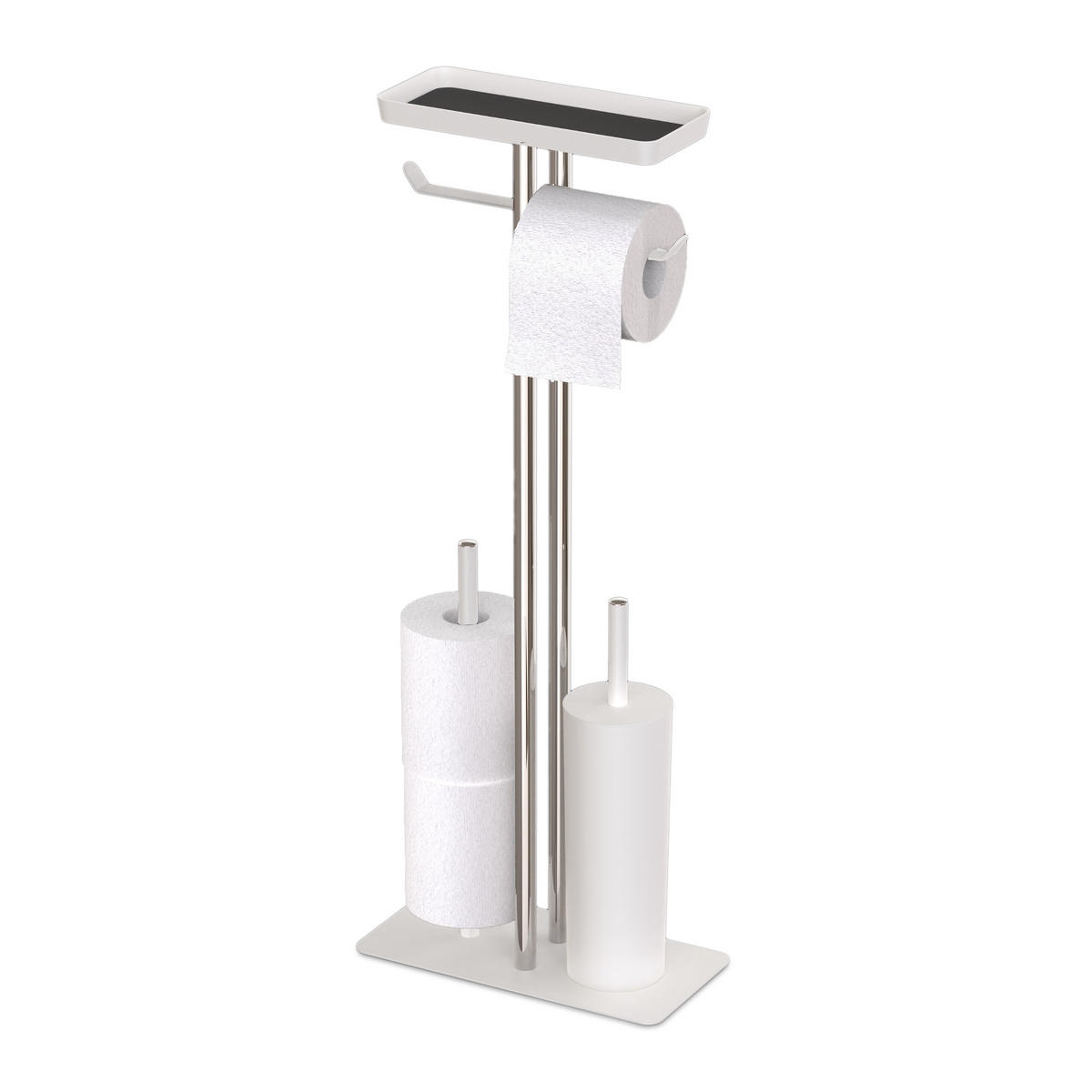 WC-GARNITUR - Weiß, Kunststoff/Metall (30/77/15cm) - Relaxdays
