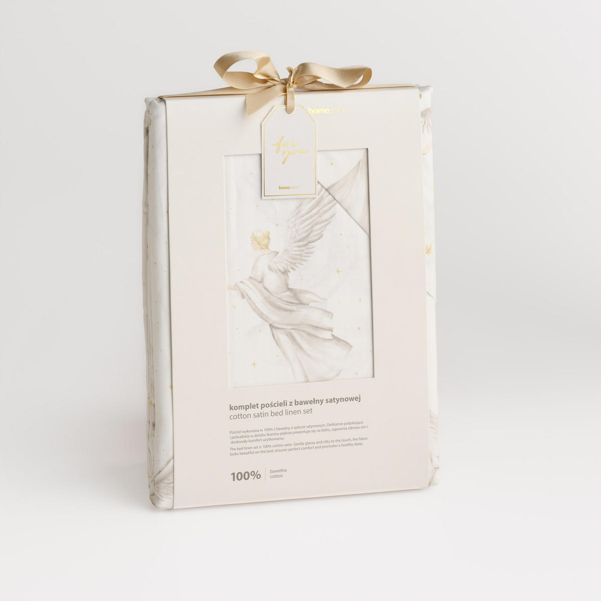 BETTWÄSCHE Satin ANGELISO, 160x200 cm, Ecru, Winter Weihnachten Bettbezug, Weihnachtsdeko, Christmas, Weihnachtsmotiv - Ecru, Textil (160/200cm) - home&you