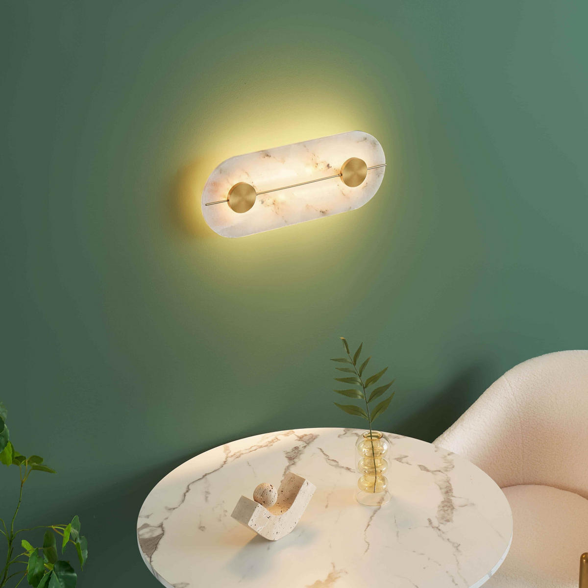 WANDLEUCHTE Calizia, Weiß und Gold, 42.5cm - Goldfarben, Metall (16.5/42.5/6cm) - KOSILUM