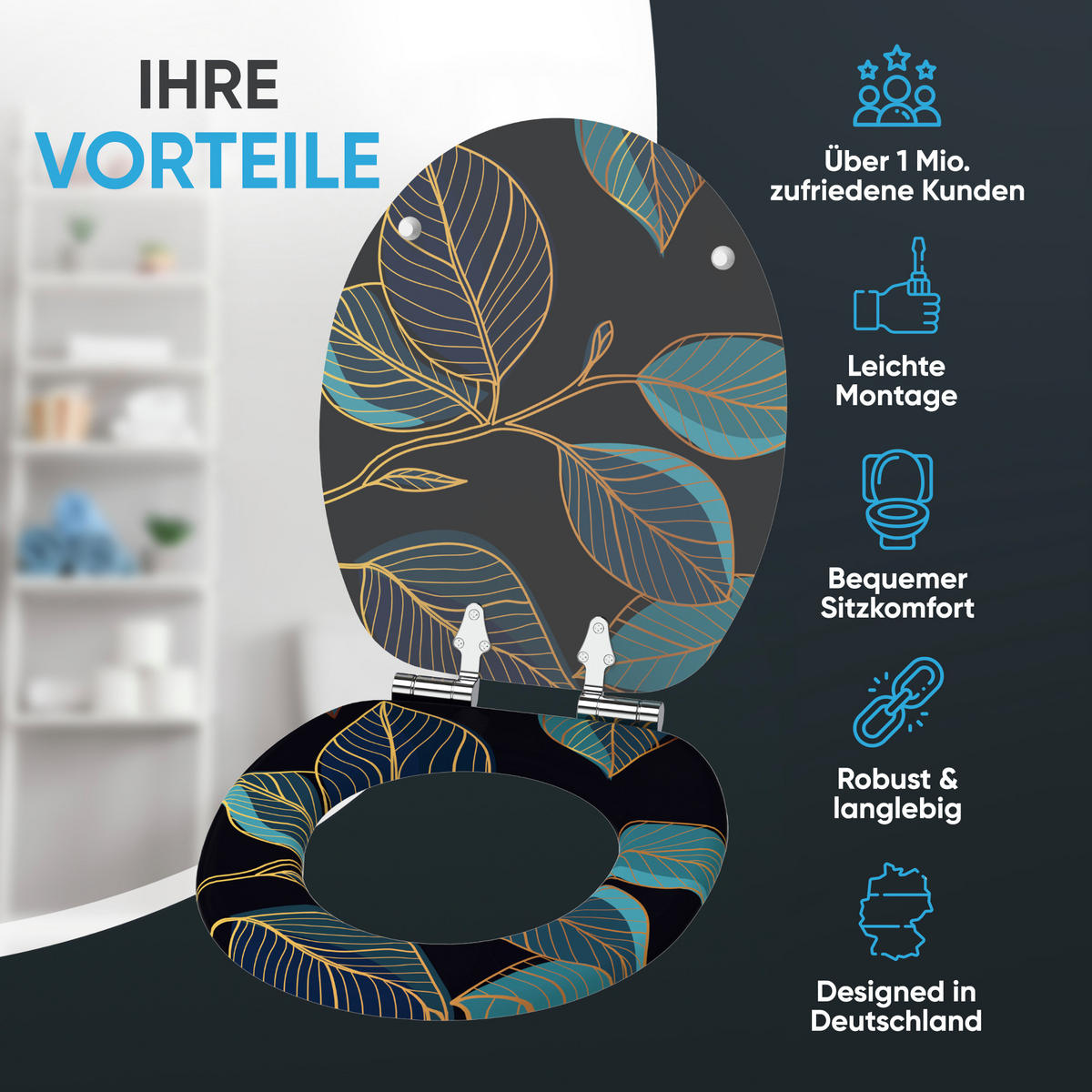 WC Sitz mit Absenkautomatik Tavira - Schwarz, Holzwerkstoff (38/6/47cm) - Sanilo