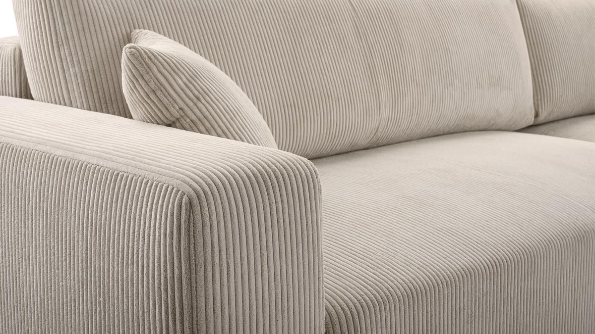 ECKSOFA L Form Catea Weiß 279/145/84 cm Rechts mit Schlaffunktion - Creme/Schwarz, Kunststoff/Textil (279/145cm) - AX Living