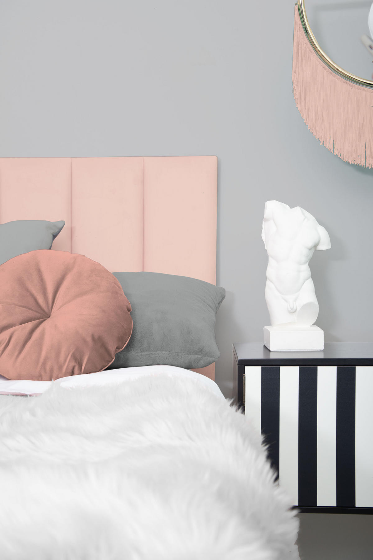 KOPFTEIL Gepolstertes aus Samt Rosa 145/57/8 cm NILA - Pink, Textil (145/57/8cm) - RNT By Really Nice Things