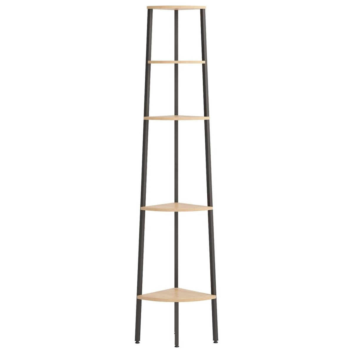 REGAL mit 5 Böden 45,5/31,5/180 cm für die Ecke aus Holzwerkstoff, Stahl Hellbraun, Schwarz - Hellbraun, Holz (45.5/180/31.5cm) - vidaXL