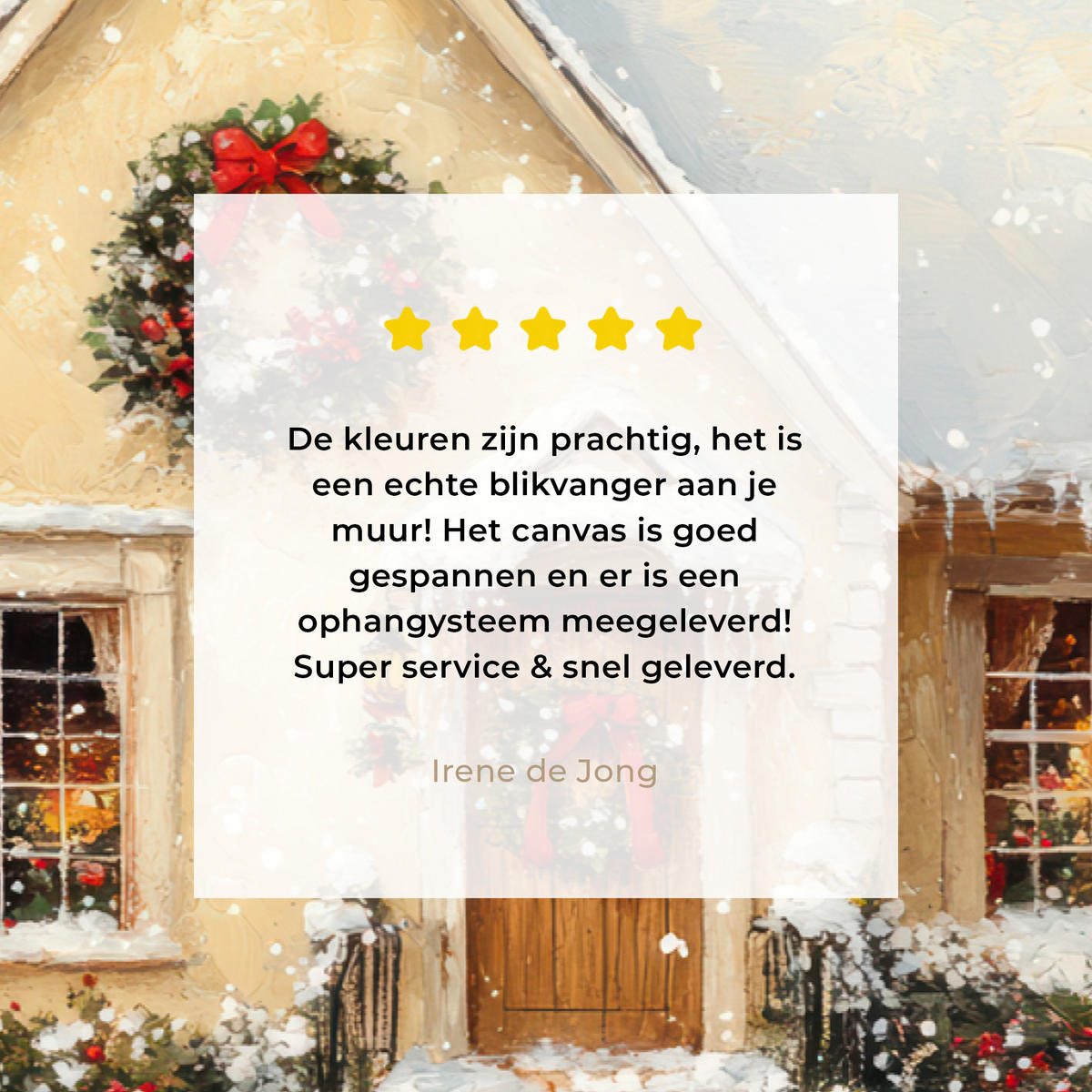 LEINWANDBILD Weihnachten - Zuhause - Winter - Schnee Gemälde 60x40 cm - Creme, Textil (60/40cm) - MuchoWow