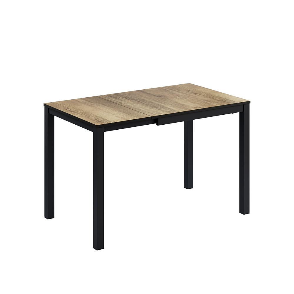 ESSTISCH Granny Eiche rustikal/Anthrazit 120 x 70 cm ausziehbar - Alteiche/Anthrazit, Holzwerkstoff (70/120/76cm) - Vicco