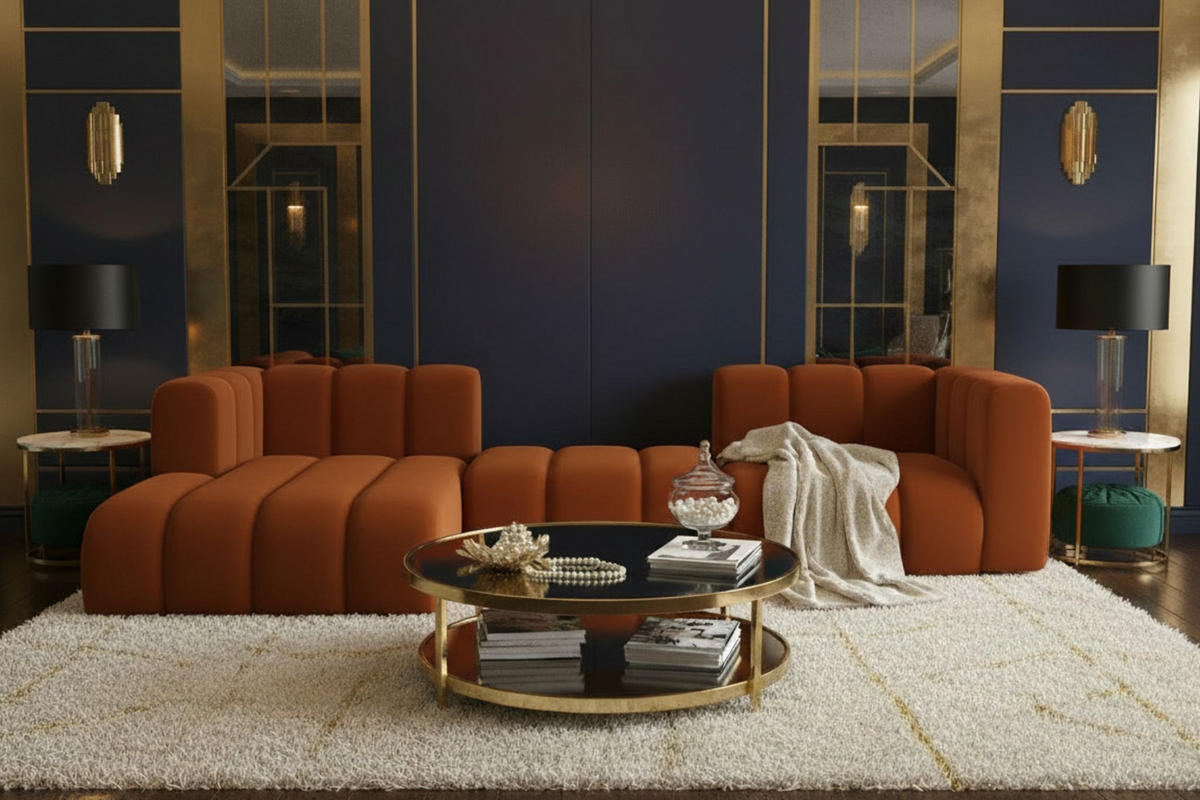 ECKSOFA L-Form Grand L 319 cm, Veloursstoff Salvador, Braun, Links - Braun, Holz (319/179cm) - Kaiser Möbel