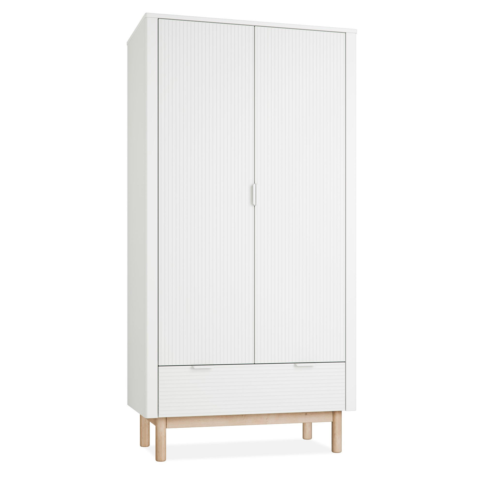 KLEIDERSCHRANK LOTTI - Weiß, Holz (101/198/53cm) - KONSIMO®