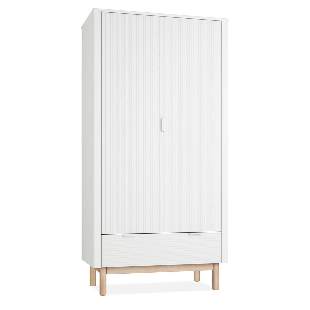KLEIDERSCHRANK LOTTI - Weiß, Holz (101/198/53cm) - KONSIMO®