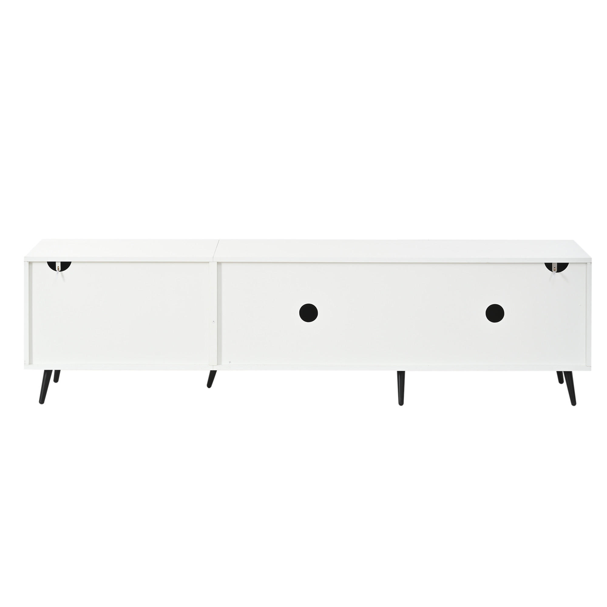 TV-RACK 180x40x48cm Weiß für 80-Zoll Fernseher mit 3-Klapptüren aus MDF - Weiß, Holz (46.51/16.99/73.51cm) - Raelunyi