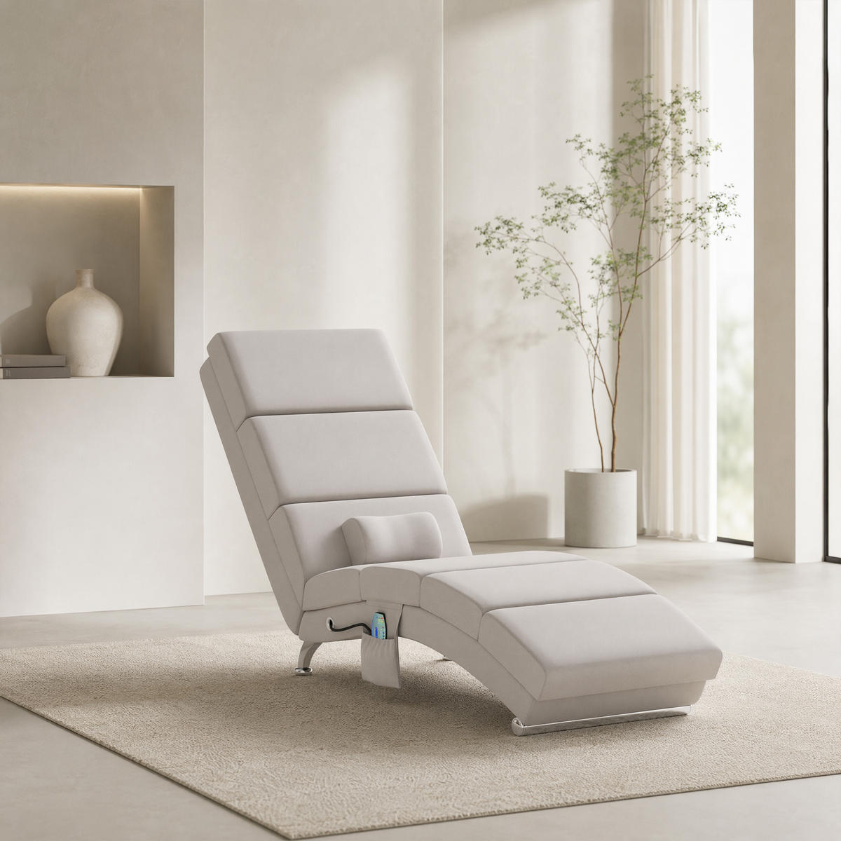 MASSAGESESSEL Polyester Stahl Cremeweiß - Chromfarben/Creme, Textil/Metall (168/84/56cm) - HOMCOM