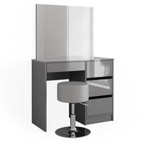 SCHMINKTISCH-SET Sherry Grau 90 cm mit Hocker - Grau, Holzwerkstoff (90/75/40cm) - Vicco