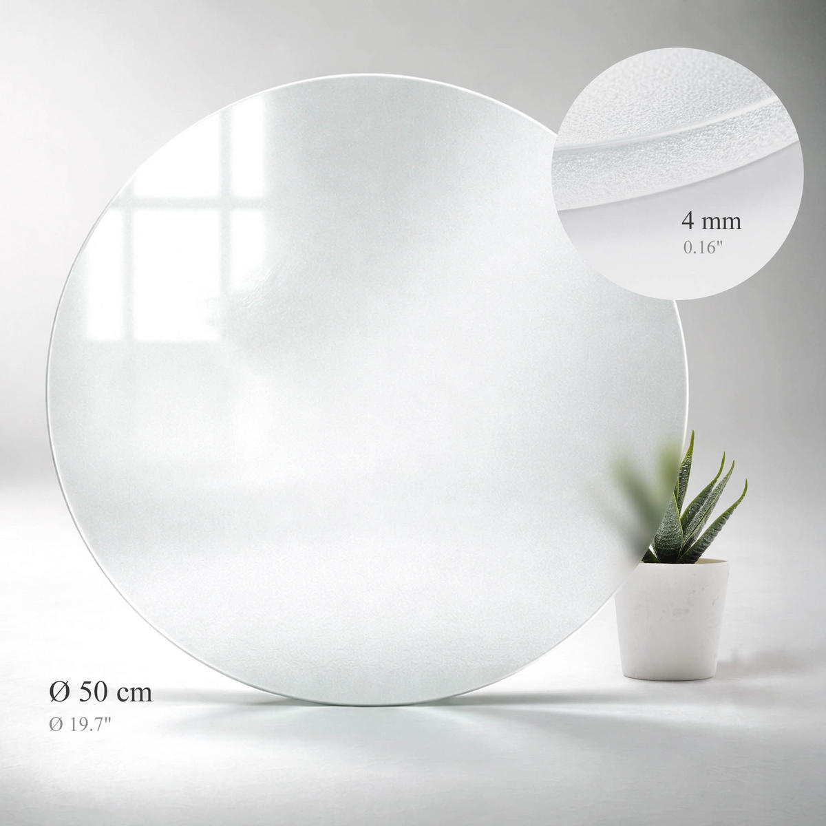 TISCHPLATTE Ø50 cm milchglas - Transparent, Glas (50/50/0.4cm) - TULUP