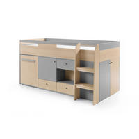 FUNKTIONSBETT OLAF 08 90/200 in Platin Grau / Biskuit Eiche - Eichefarben/Grau, Holzwerkstoff (90/200cm) - Deine Möbel 24