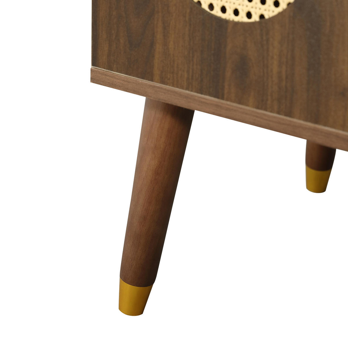 BADEZIMMERSCHRANK Rattan Türen Keramik Waschbecken Stauraum 61cm - Walnussfarben, Keramik (61/89/47cm) - FLIEKS