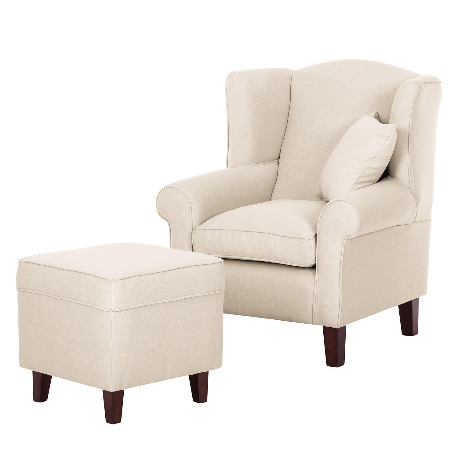 OHRENSESSEL - Dunkelbraun/Beige, Holz/Birkenholz (78/95/78cm) - home24