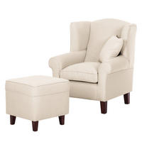 OHRENSESSEL - Dunkelbraun/Beige, Holz/Birkenholz (78/95/78cm) - home24