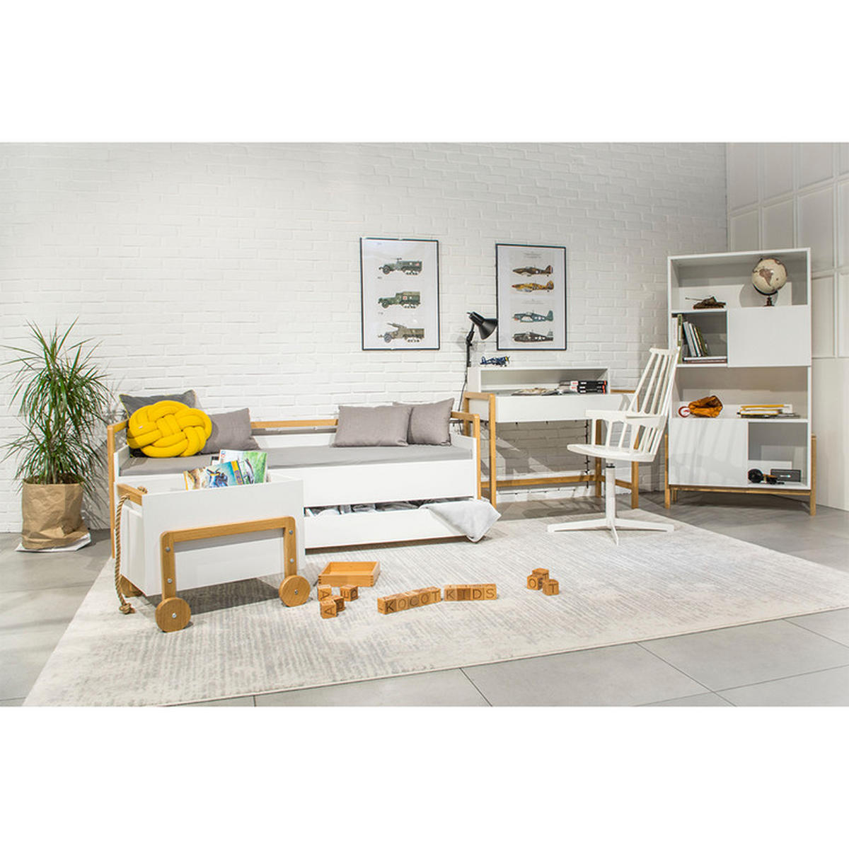 POSTEĽ Biela a drevo - biela, kompozitné drevo (80/180cm) - Petits-meubles