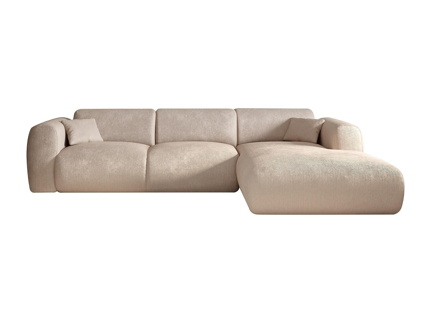 SOFA ohne Schlafmöglichkeit - 5 Personen - Samt, Stoff - Beige - - Beige, Textil (280/165cm) - Vente-Unique