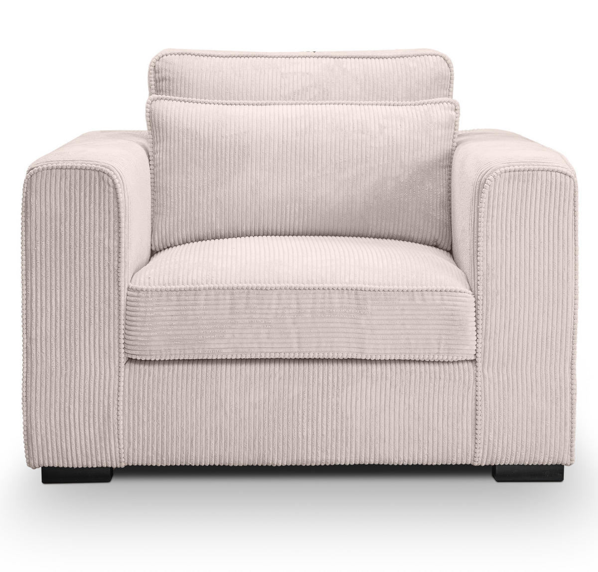 SESSEL grau-beige Cord, Loungesessel 120 cm, Wohnzimmersessel mit Wellenfederung - Beige/Schwarz, Holzwerkstoff/Kunststoff (120/92/112cm) - Inn.Furn