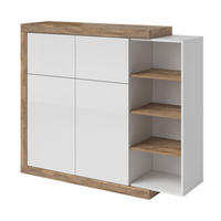 HIGHBOARD SINFONIA 150/128/40 cm mit 2 Türen Eichefarben - Eichefarben/Weiß, Holzwerkstoff (150/128/40cm) - MASSENO