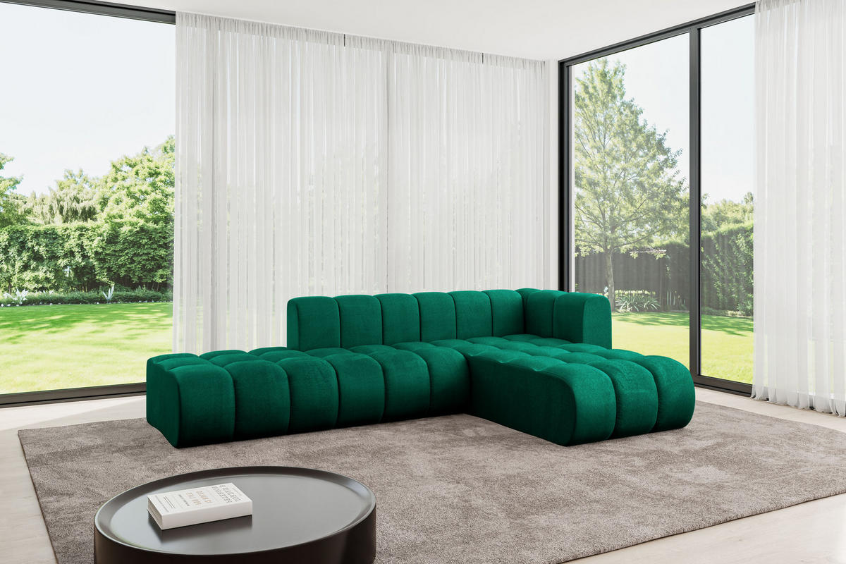 ECKSOFA modulares Sofa Zuvon-L1 - 296x177x70 cm Grün - Dunkelgrün, Holzwerkstoff/Textil (296/177cm) - ALTDECOR
