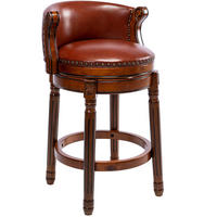 BARHOCKER drehbar 67,3 cm Echtleder Holz Braun - Braun, Holz (54.8/96/54.8cm) - Meubliv