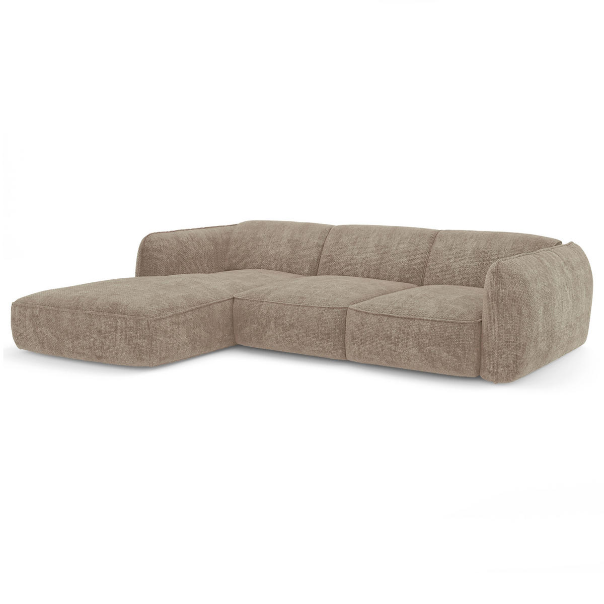 ECKSOFA LINKS Rastervelours Beige 272cm - Taupe, Textil (165/272cm) - Sia Home