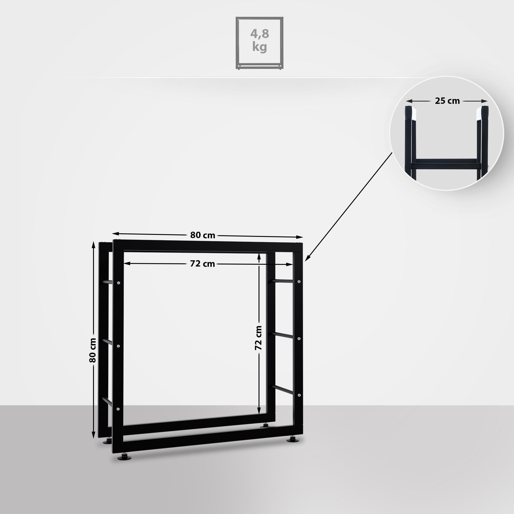 KAMINHOLZREGAL 80/25/80 cm Metall schwarz - Schwarz, Metall (80/80/25cm) - CLP