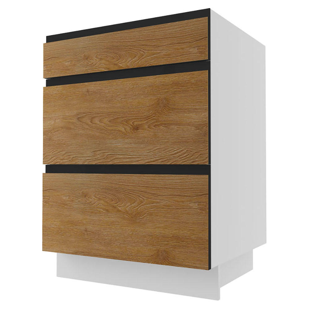 SCHUBLADENUNTERSCHRANK Treviso weiß / Pembroke - schwarz 60 / 50 / 82cm - Eichefarben/Weiß, Holz/Holzwerkstoff (60/82/50cm) - Feldmann-Wohnen