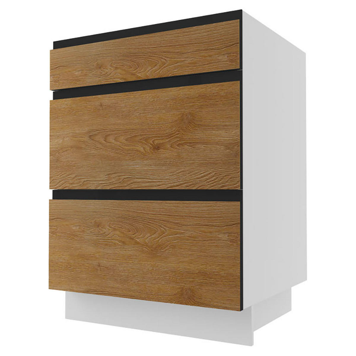 SCHUBLADENUNTERSCHRANK Treviso weiß / Pembroke - schwarz 60 / 50 / 82cm - Eichefarben/Weiß, Holz/Holzwerkstoff (60/82/50cm) - Feldmann-Wohnen