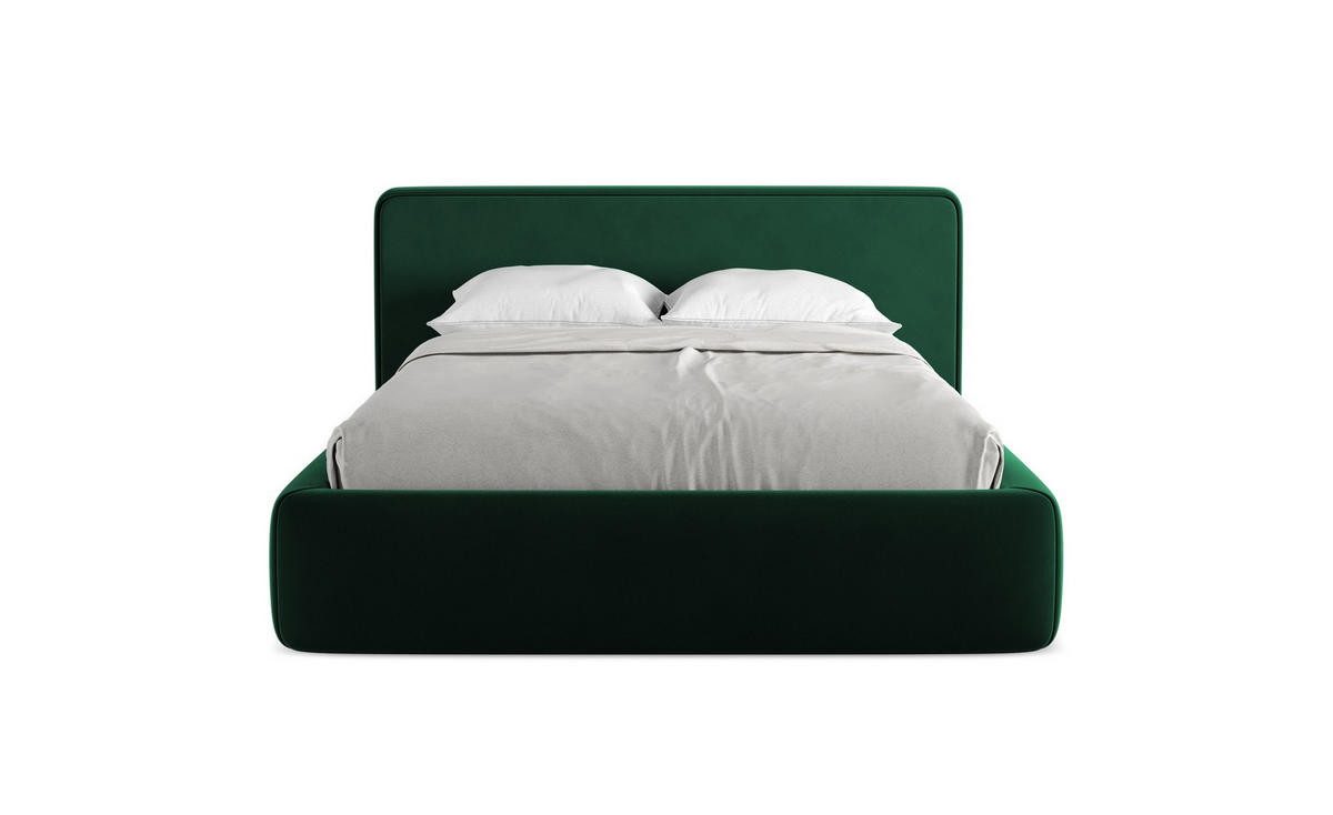 POLSTERBETT mit Bettkasten und Lattenrost 180x225 Grün - Dunkelgrün/Schwarz, Kunststoff/Textil (140/200cm) - Makamii
