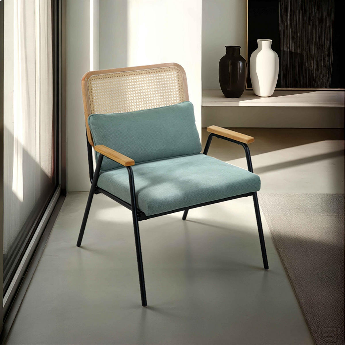 RELAXSESSEL, Dunkelgrün - Grün, Textil (63/83/68cm) - Oviala
