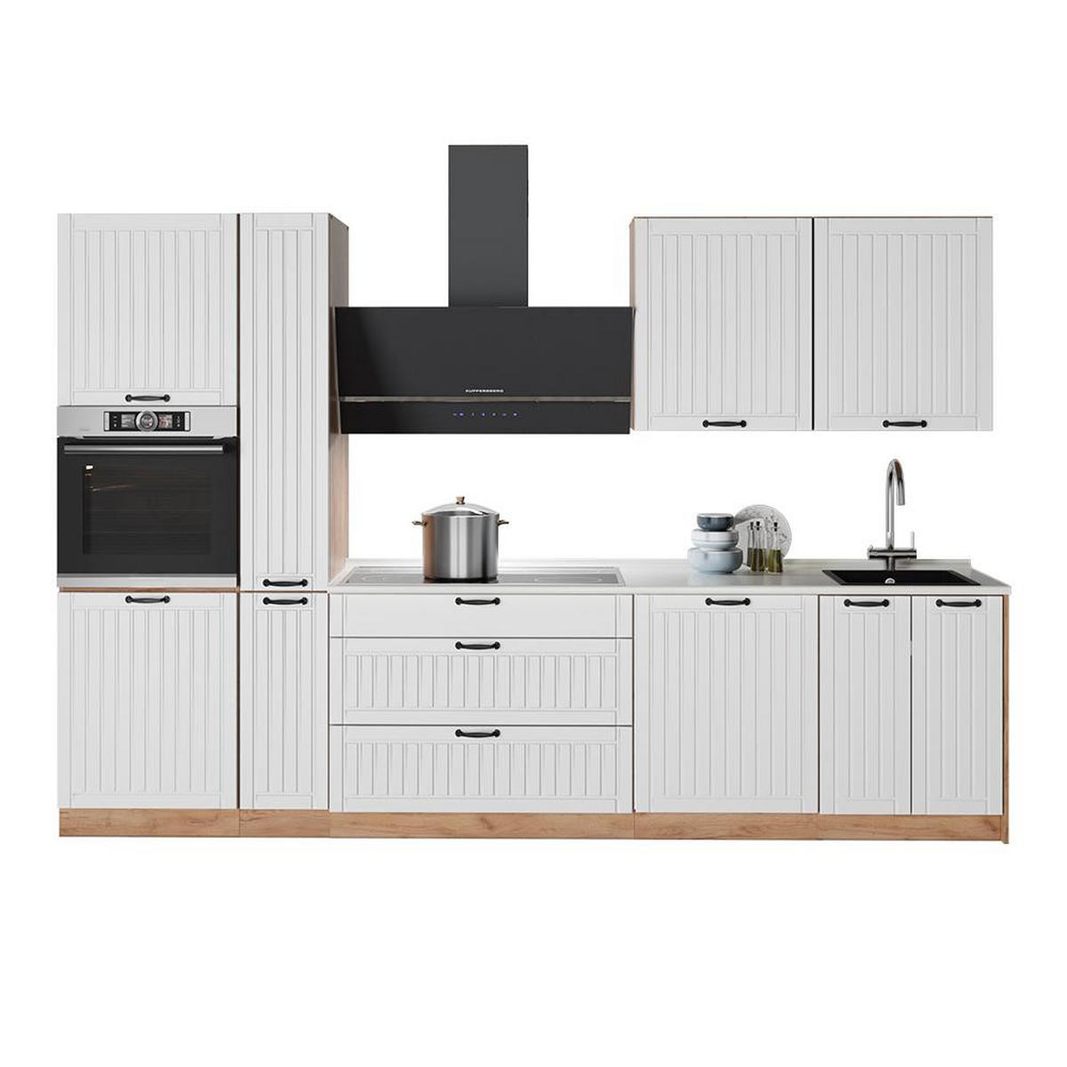 CHICINETĂ Fame-Line, Casă de țară albă/Stejar auriu, 310 cm, AP Antracit - stejar miere/alb, compozit lemnos (310/206.8/60cm) - Vicco