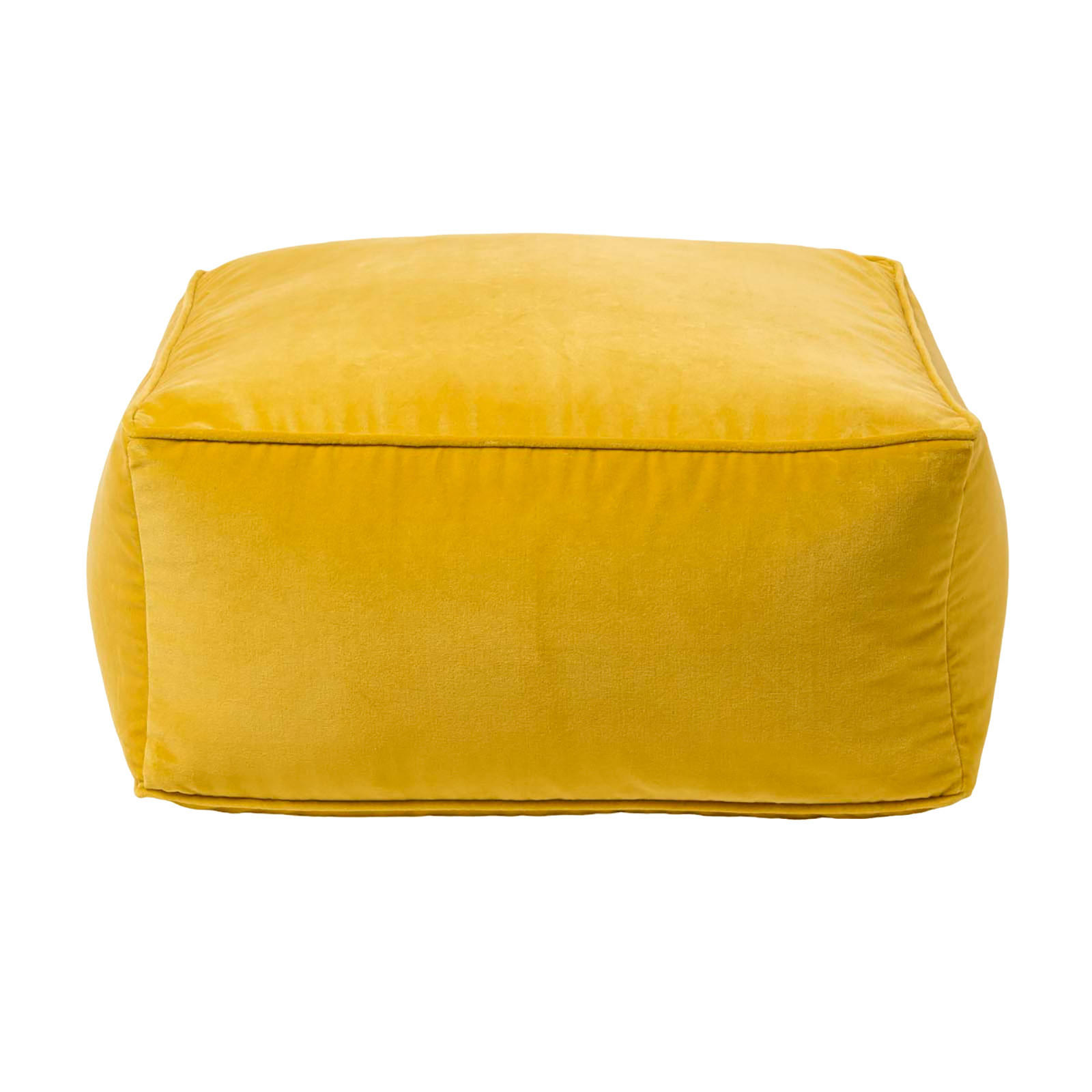 SITZPOUF senfgelb mit Samt-Bezug, 60/60/27 cm - Currygelb, Textil (60/27/60cm) - Homescapes