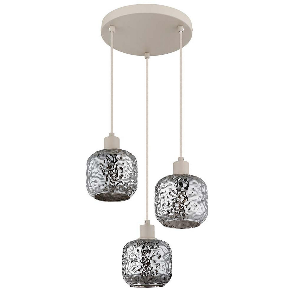 PENDELLEUCHTE ANTONIO LED, Metall & Glas, beige, 3-flammig - Beige, Glas (35/35/120cm) - Globo Lighting