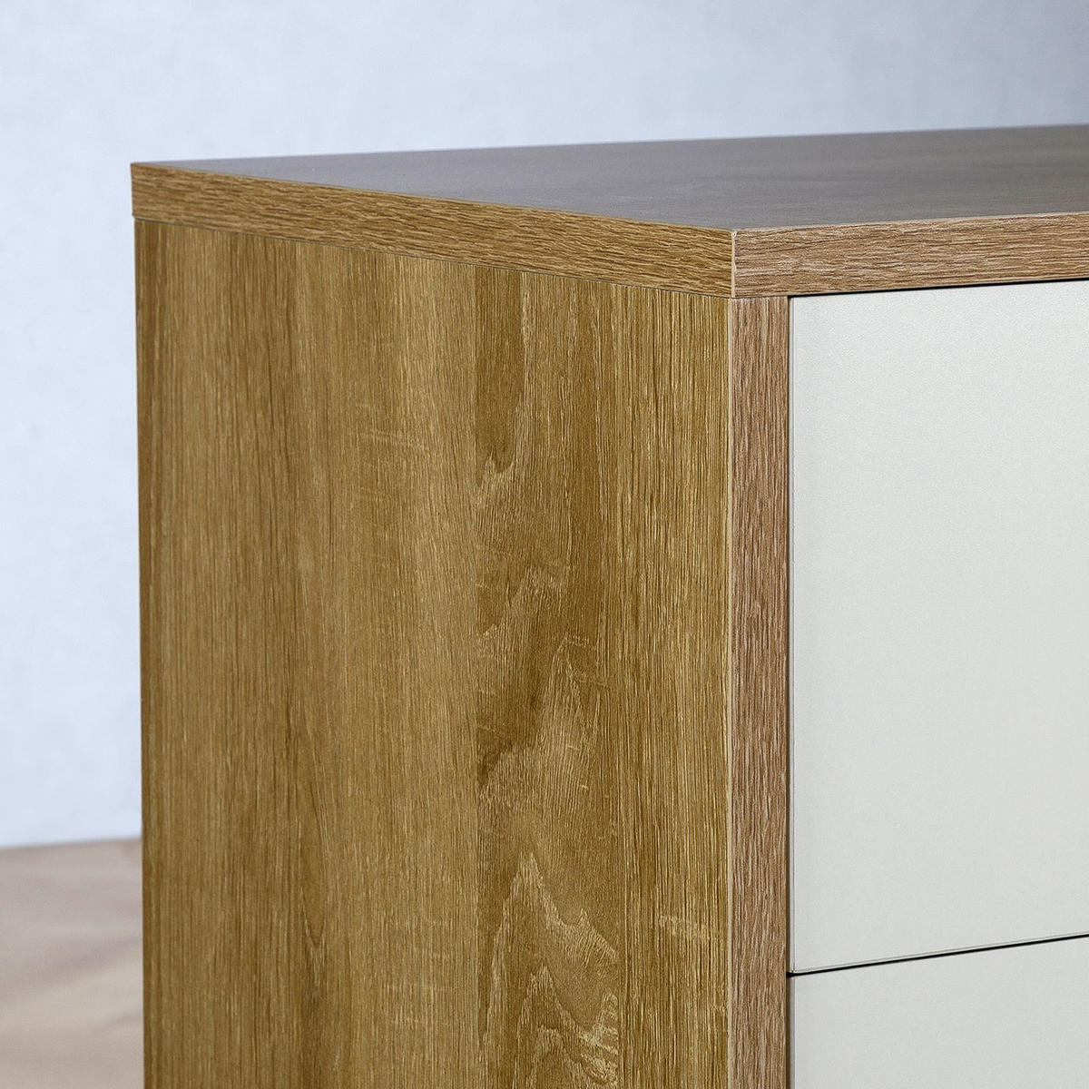 KOMMODE ESTELLE - Weiß/Sonoma Eiche, Holzwerkstoff (88/70/30cm) - CARO-Möbel