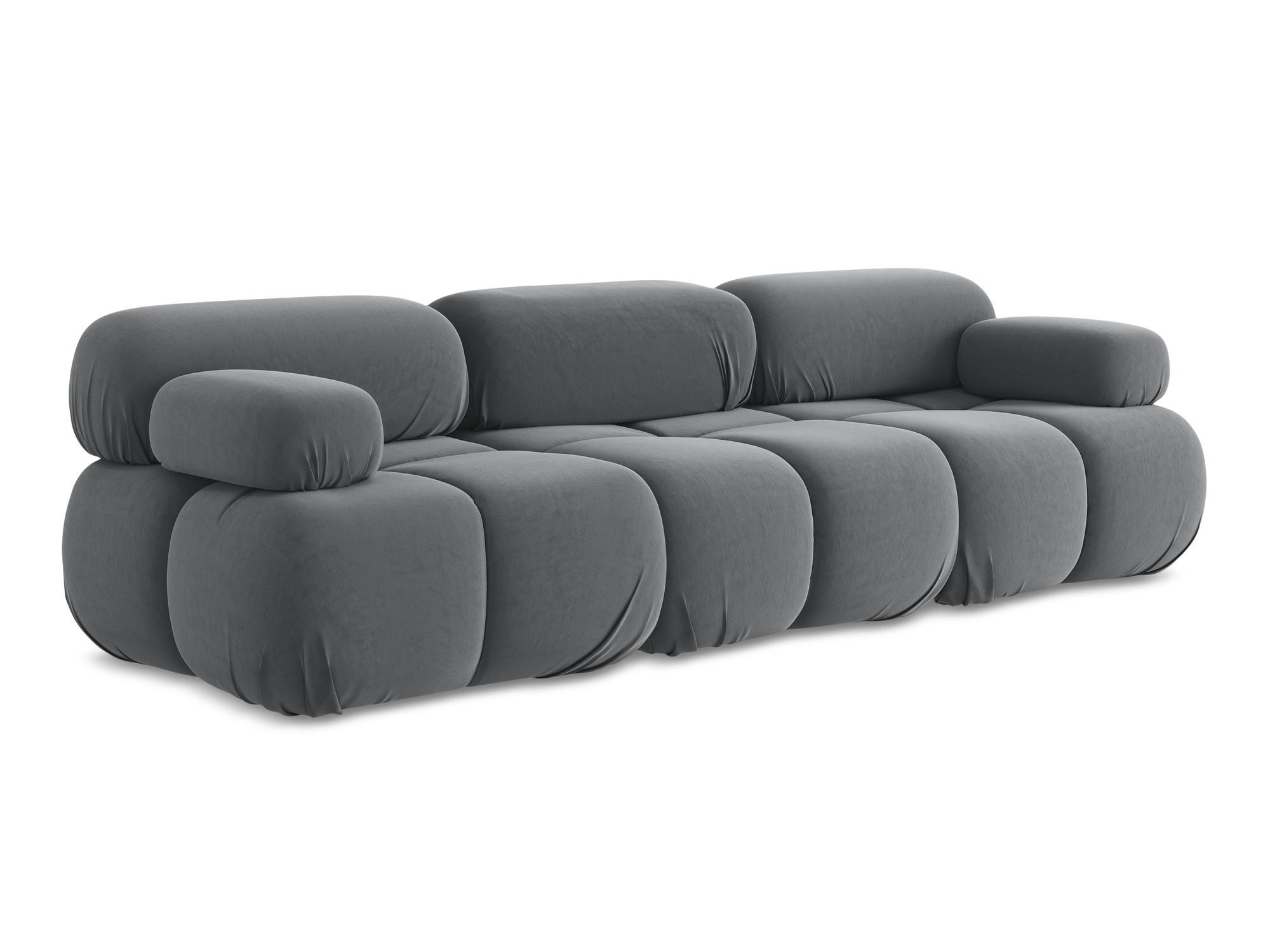 3-SITZER SOFA Samt Stoff Grau - Dunkelgrau/Schwarz, Kunststoff/Textil (285/70/96cm) - Makamii