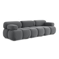 3-SITZER SOFA Samt Stoff Grau - Dunkelgrau/Schwarz, Kunststoff/Textil (285/70/96cm) - Makamii
