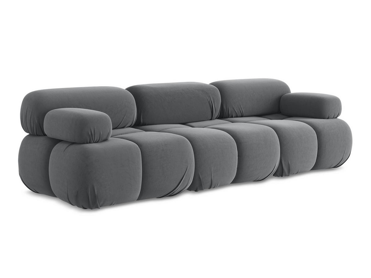 3-SITZER SOFA Samt Stoff Grau - Dunkelgrau/Schwarz, Kunststoff/Textil (285/70/96cm) - Makamii