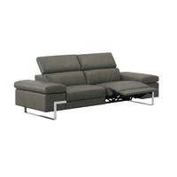 3-SITZER Sofa Opera Echtleder mit 1 x Relaxfunktion Greige - Greige, Leder/Metall (223/75/109cm)