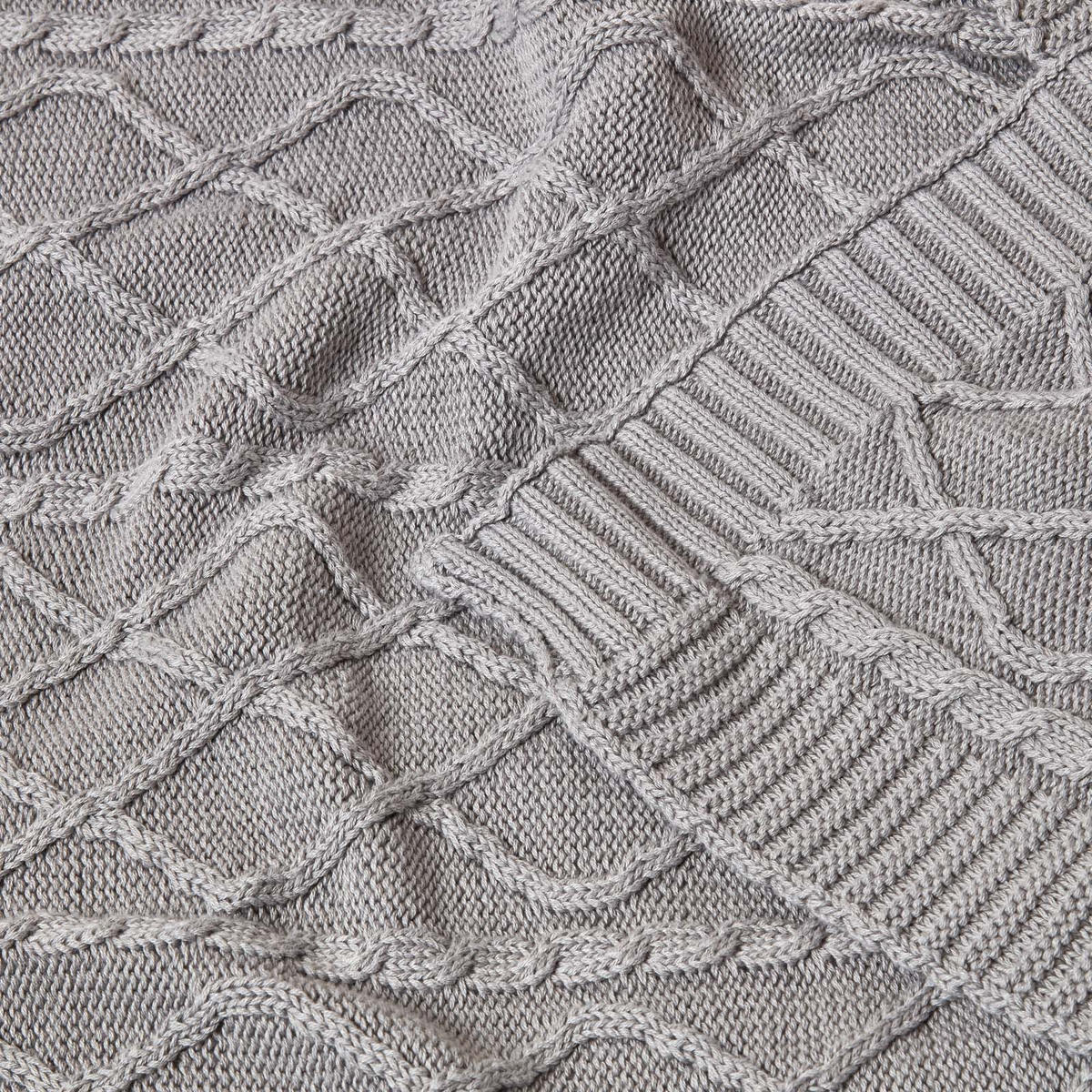 STRICKDECKE 150/200 cm, Baumwolle mit Rautenmuster - Grau, Textil (150/200cm) - Homescapes
