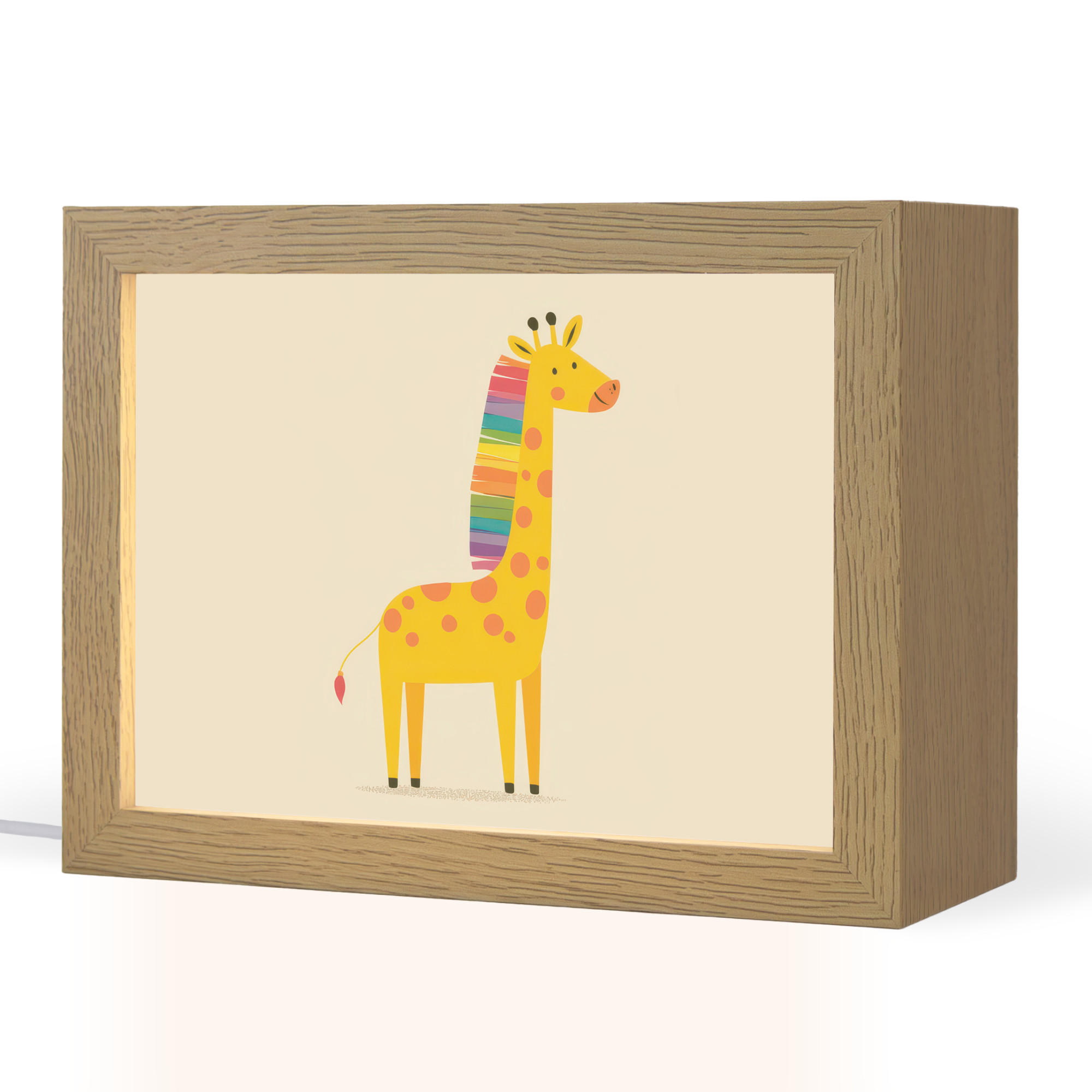 NACHTTISCHLAMPE Giraffe - Regenbogenmähne - Beige 20x15 cm - Beige, Holzwerkstoff (8/20/15cm)