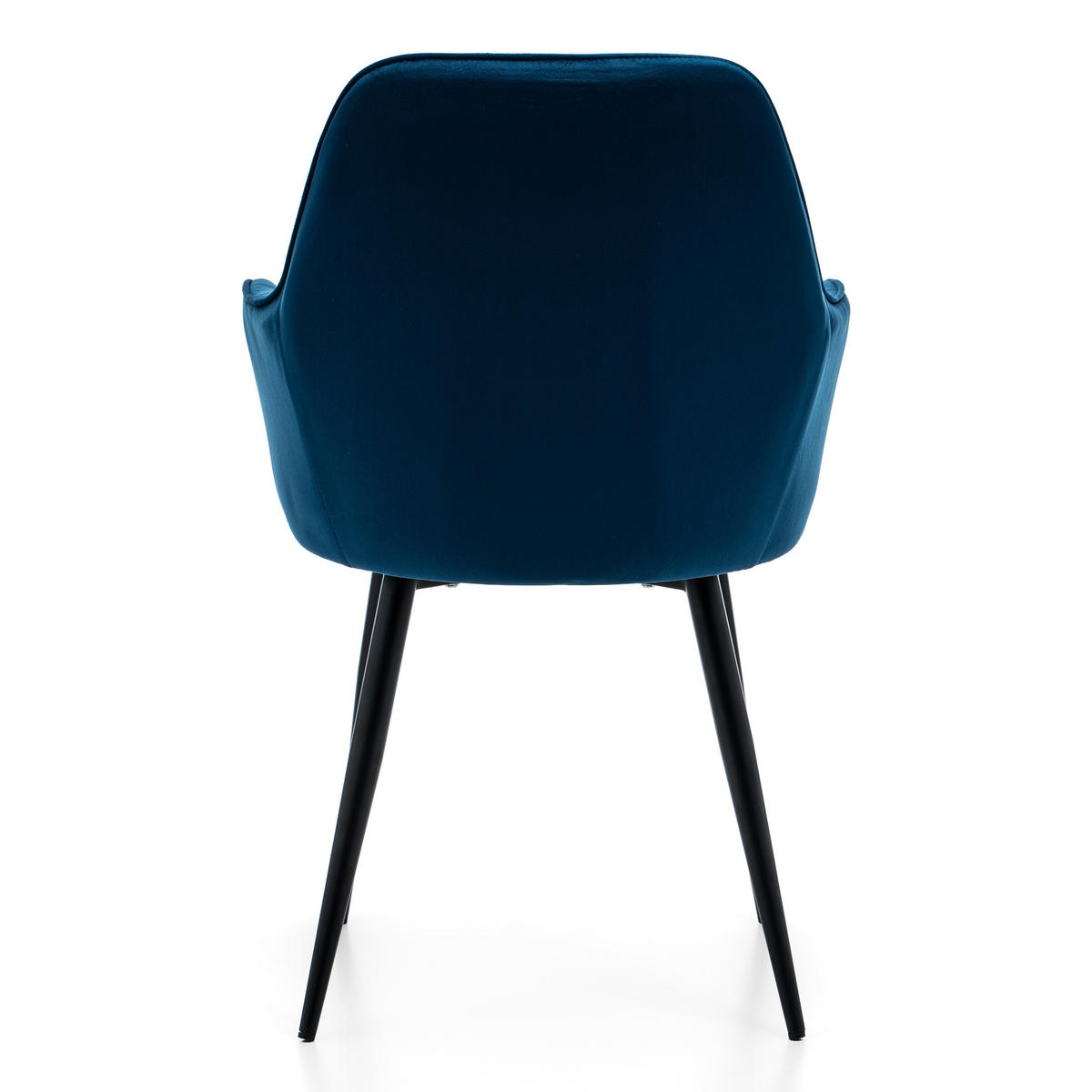 STUHL EMILIA gepolstert mit Steppung - dunkelblau - Samt Velours - Schwarz/Dunkelblau, Textil/Metall (58/90/58cm) - NEW HOME