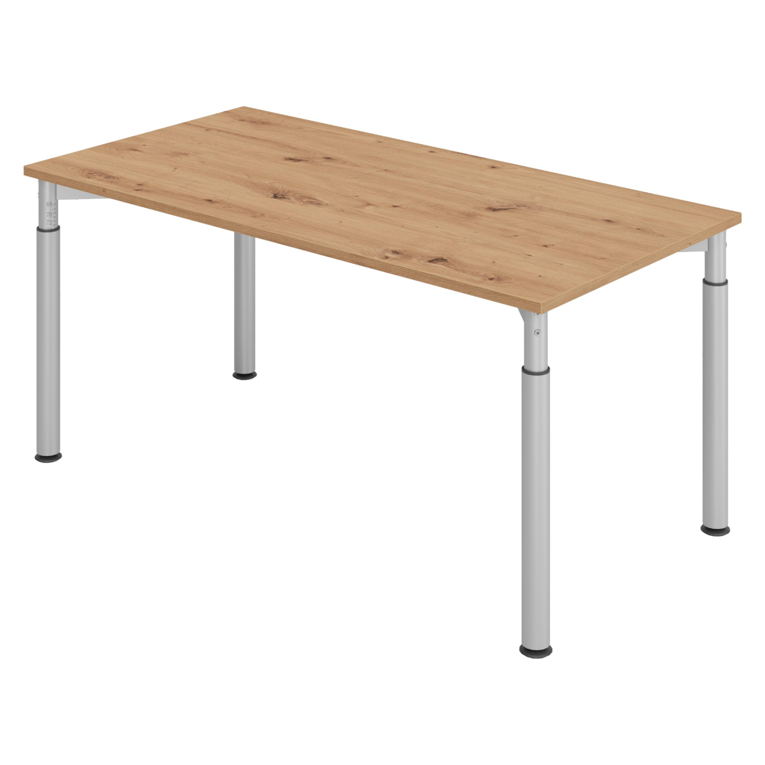 SCHREIBTISCH Serie-Y 80/160/74 cm in Wildeiche/Silberfarben - Wildeiche/Silberfarben, Holzwerkstoff (80/160/74cm) - bümö